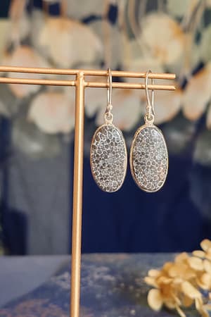 Black Coral Earrings ( Shark Skin Earrings)