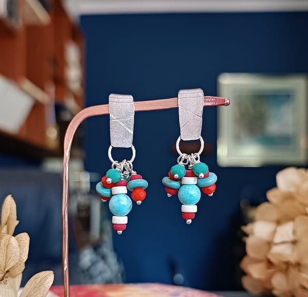 Turquoise & Red Carnival Earrings
