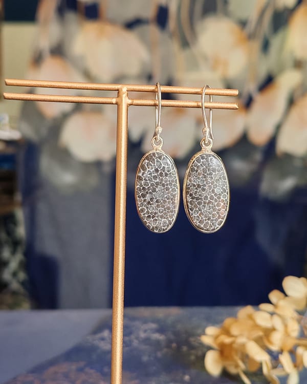 Black Coral Earrings ( Shark Skin Earrings)