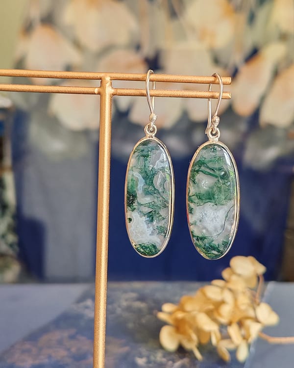 Moss Agate Earring Large