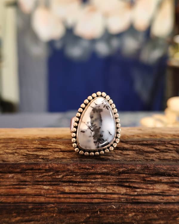 Dendritic Agate Ball Ring