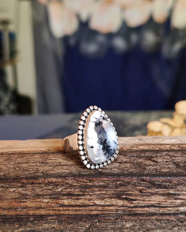 Dendritic Agate Ball Ring - Image 2