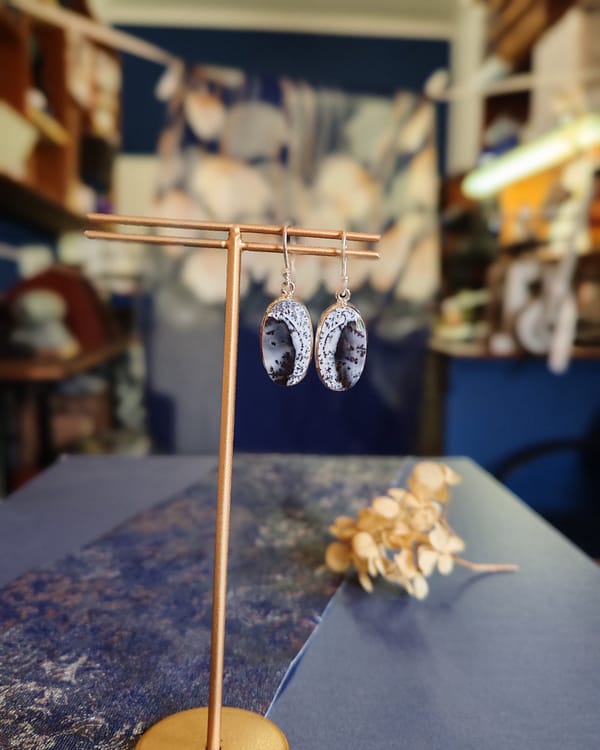 Dendritic Agate Oval Earrings - Image 2