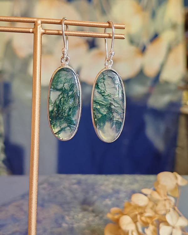 Moss Agate Earrings Medium