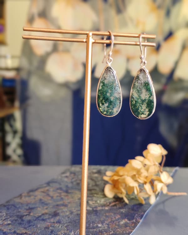Moss Agate Earring Drops