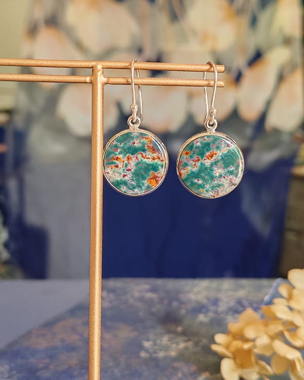 Blood Stone Earring Round