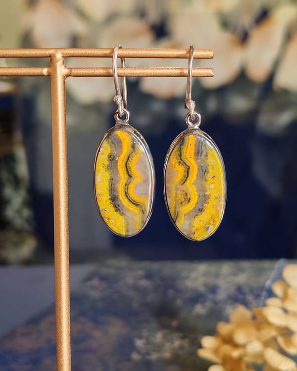 Bumble Bee Jasper Earring Oval